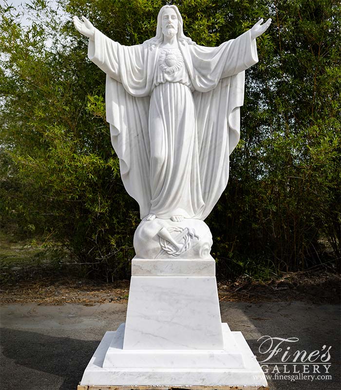 Marble Statues  - Monumental 10 Foot Tall Sacred Heart Of Jesus Statue! - MS-1389