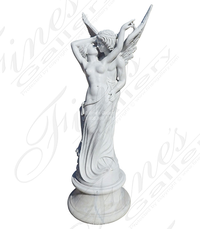 Marble Statues  - Angel Lovers In Statuary White Marble - MS-1390