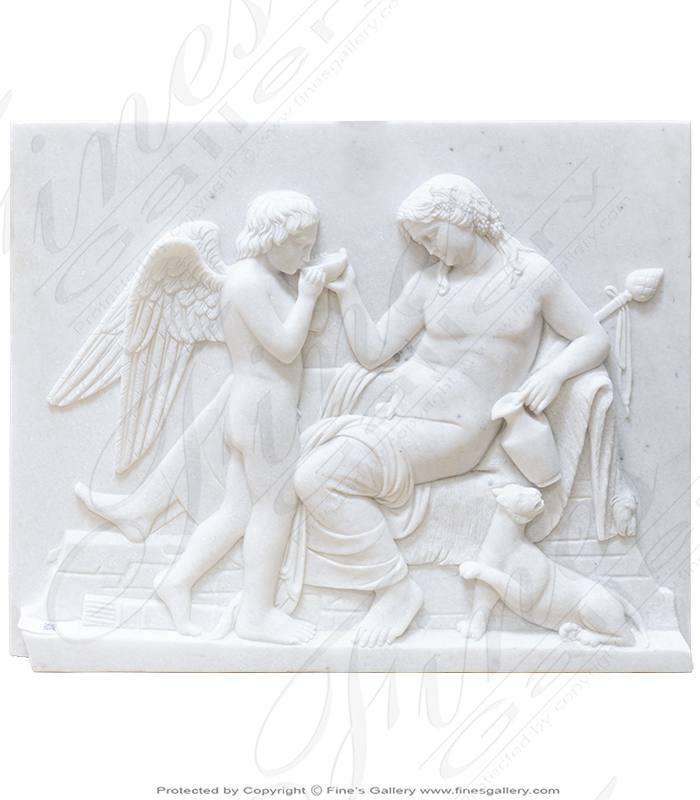Marble Statues  - Sipping Cherub Greco Roman Marble Relief - MS-1395