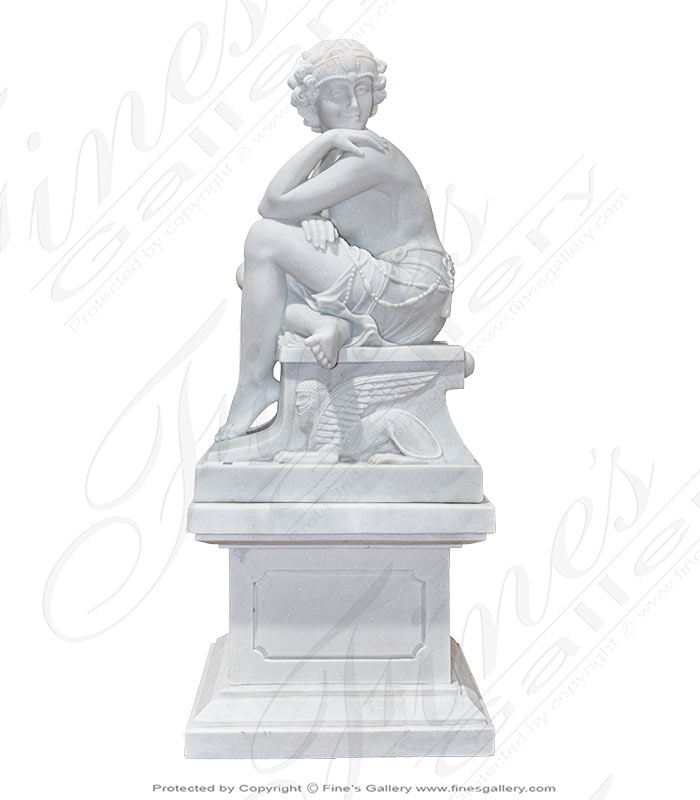 Marble Statues  - Art Deco Lady In Statuary White Marble - MS-1398