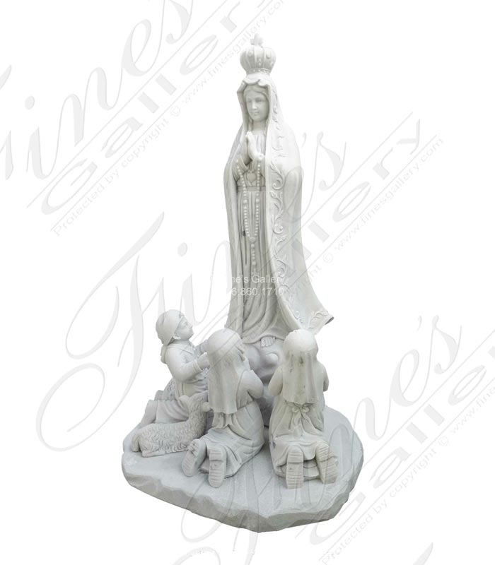 Marble Fatima with Kids Statue