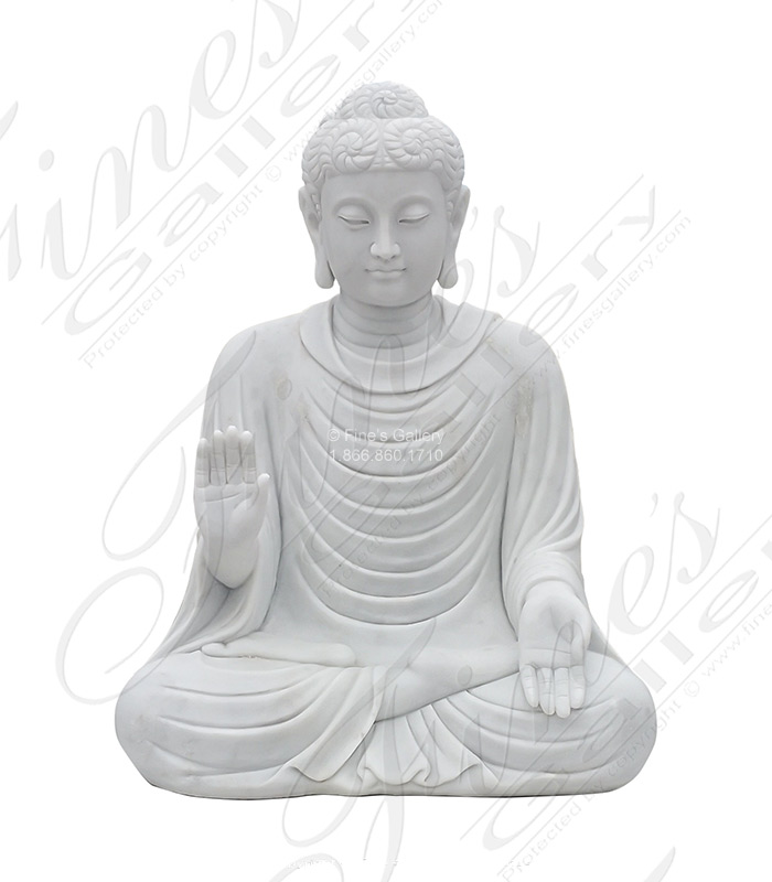 Marble Statues  - 24 Inch Tall Carved Statuary Marble Buddha Statue - MS-1411
