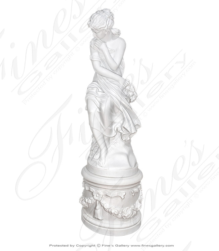 Marble Statues  - Marble Enchantress And Ornate Pedestal - MS-1422