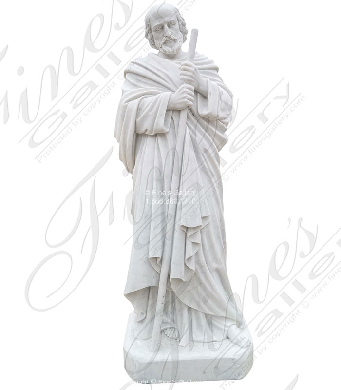Marble Statues  - Life Size Saint Joseph In Marble - MS-1426