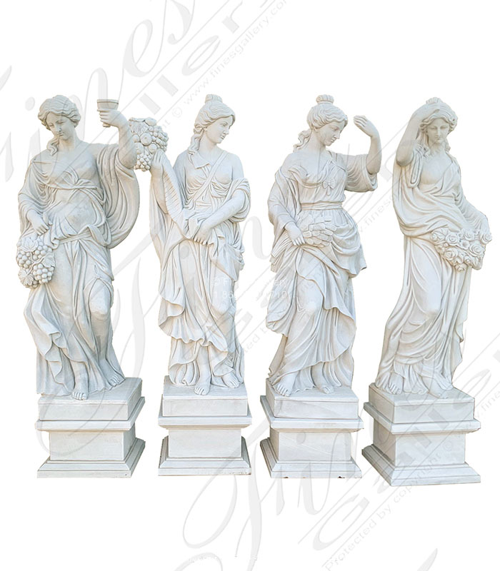 Marble Statues  -  Four Seasons In Statuary White Marble - MS-1427