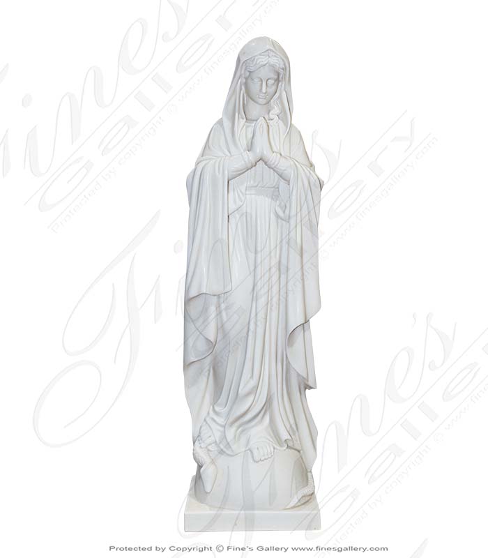 Marble Statues  - Our Lady Praying In Carved Marble At 48 Inch - MS-1433
