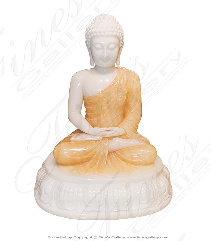 15 Inch Marble and Onyx Buddha Statue 