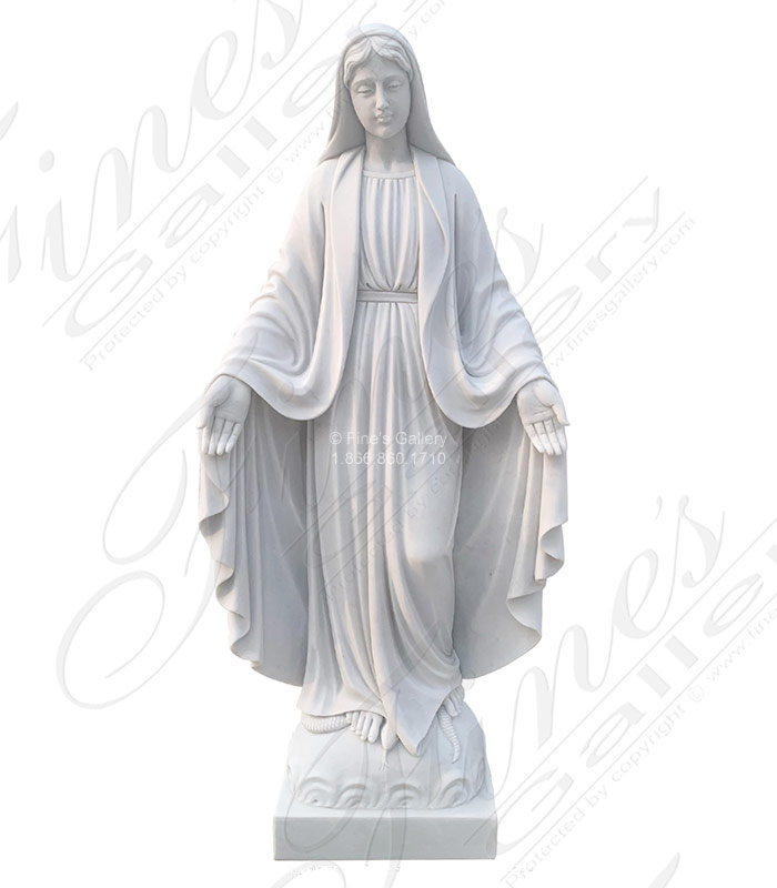 Marble Statues  - Our Lady Of Grace 43 Inch Statuary White Marble Statue - MS-1438