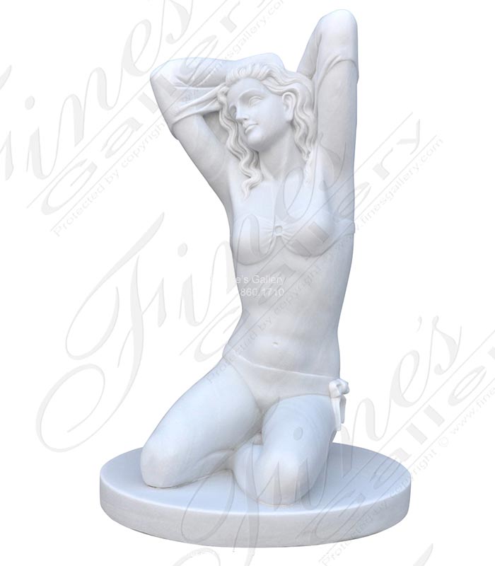 Marble Statues  - Kneeling Girl Changing Into Swimsuit - MS-1446