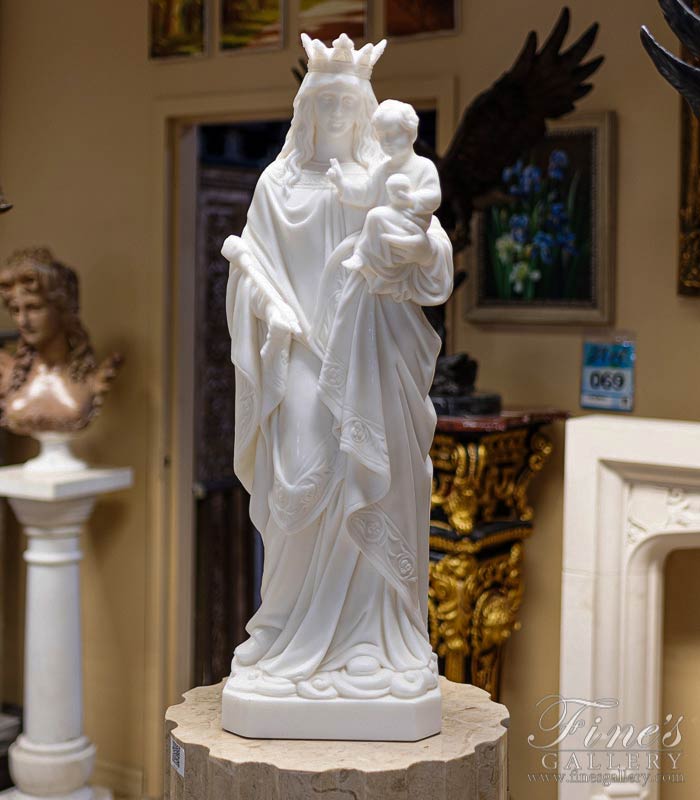Marble Statues  - Crowned Mother And Baby Jesus - MS-1454