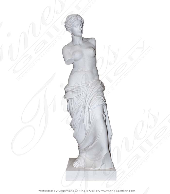 Marble Statues  - Venus De Milo In Natural Hand Carved Marble - MS-1458