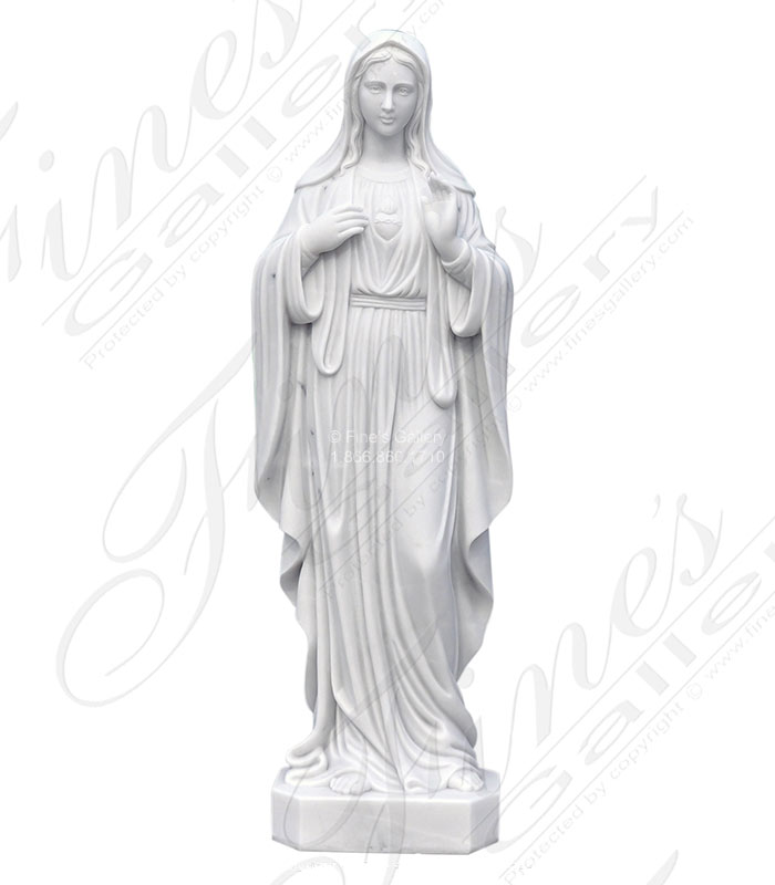 Marble Statues  - Sacred Heart Of Mary Statue In Marble - MS-1473