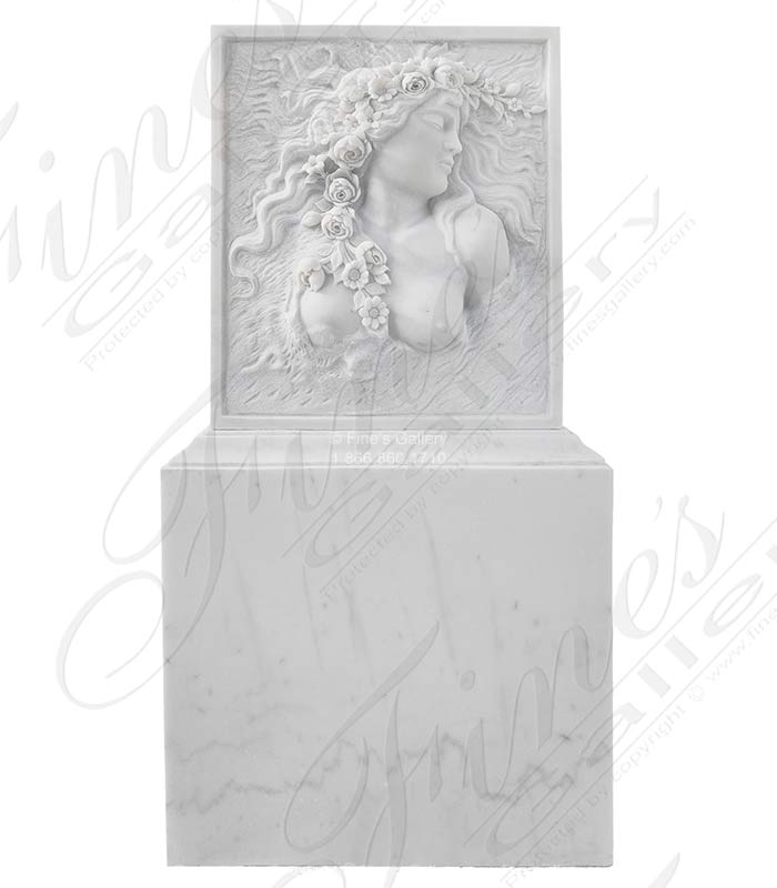 Floral Beauty Hand Carved Marble Relief