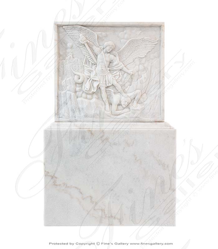Marble Statues  - Archangel Michael Marble Profile Relief - MS-1476