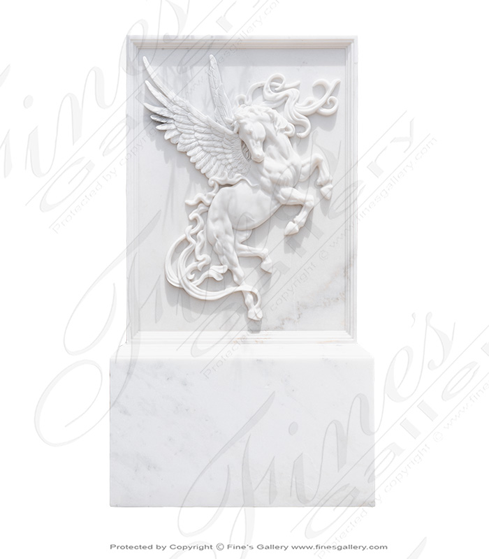 Marble Statues  - Pegasus Marble Relief In Statuary White Marble - MS-1477