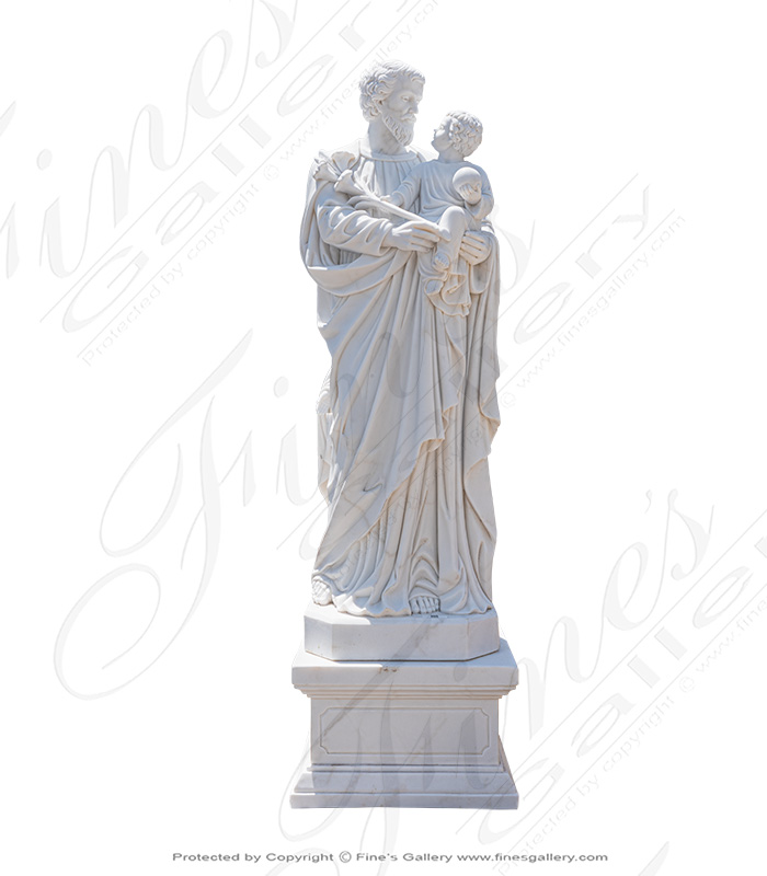 Marble Statues  - St Joseph And Baby Jesus Statue - MS-1482