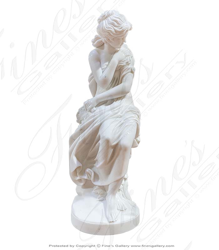 Marble Statues  - Marble Enchantress On An Ornate Pedestal - MS-1485