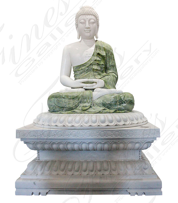 Elaborate hand carved buddha marble statue