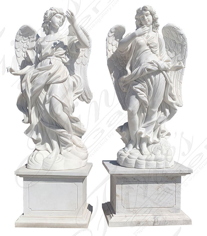 Life Size Marble Angel Pair
