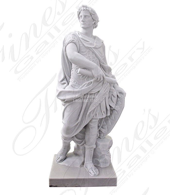 A Roman Warrior Statue in Hand Carved Marble