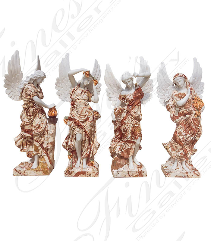 Marble Statues  - Four Seasons Angels Marble Statue Set - MS-1503