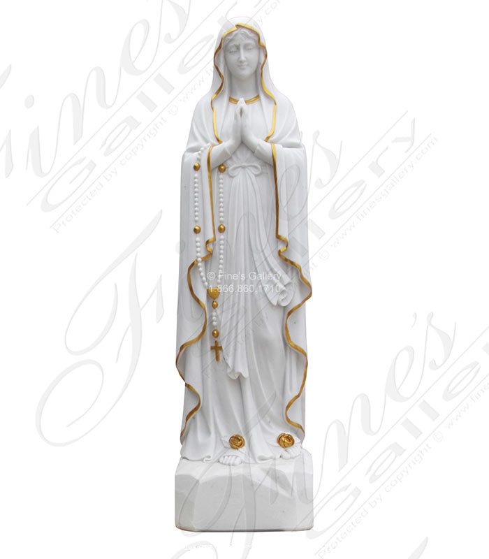 Marble Statues  - Lady Of Lourdes In Statuary Marble With Gold Trim - MS-1556