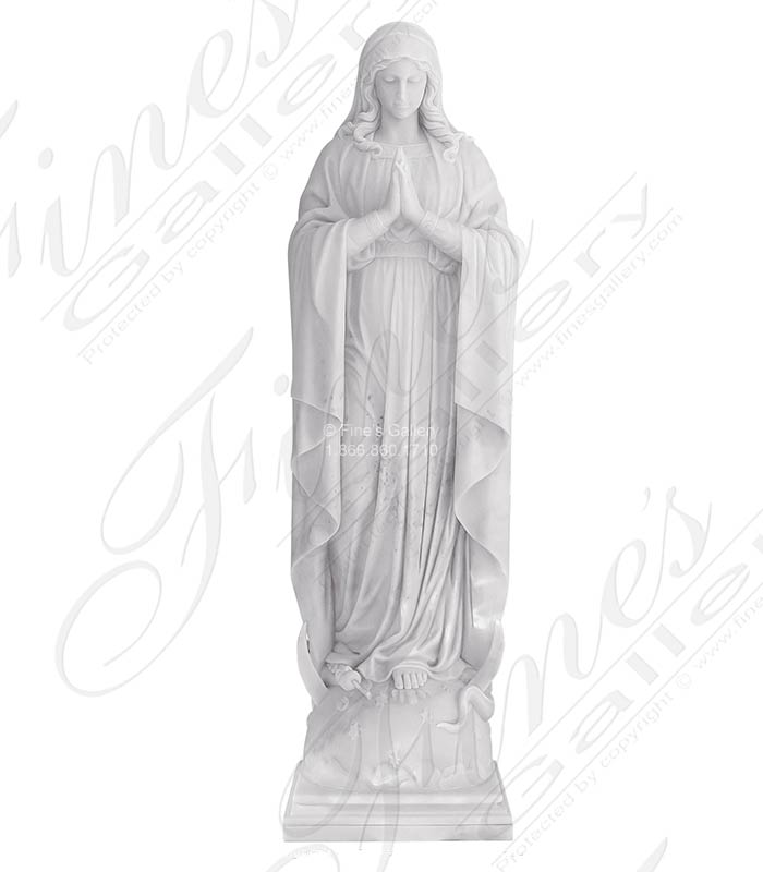 Marble Statues  - 72 Inch Virgin Mary Praying Statue In Statuary Marble - MS-1558