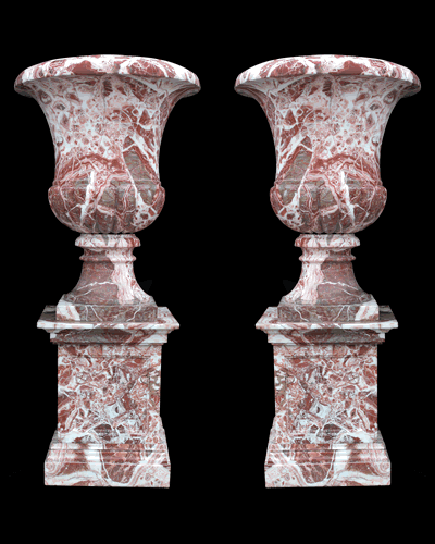 Marble Planters  - Antique Style Urn Pair - MP-405
