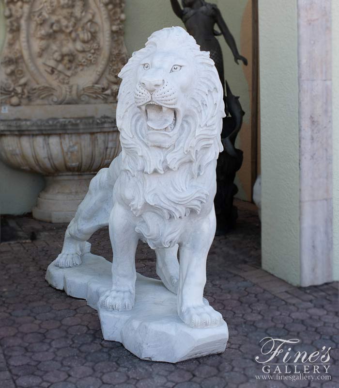 Oversized Lion Statue in Statuary White Marble