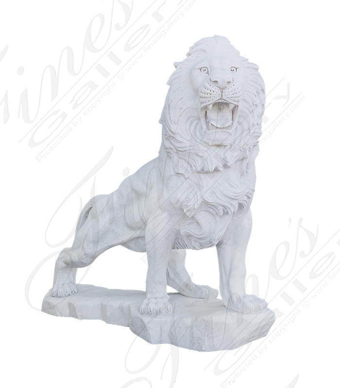Marble Statues  - Natural Travertine Lion Pair - MS-490