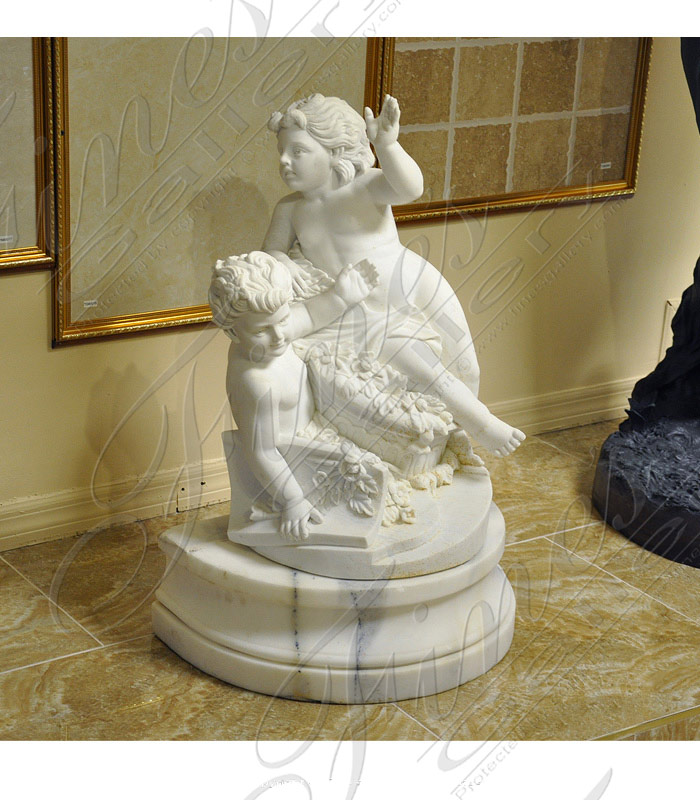 Marble Statues  - White Marble Cherub - MS-1173