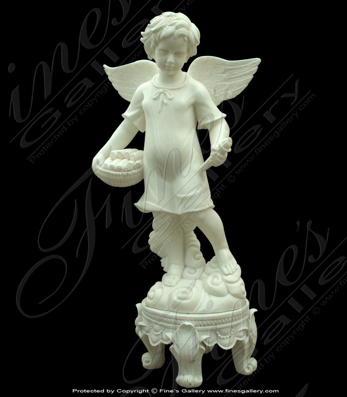 Marble Statues  - Child Angel With Basket - MS-357
