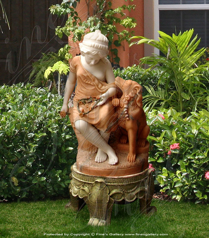 Search Result For Marble Statues  - Child With Dog - MS-384