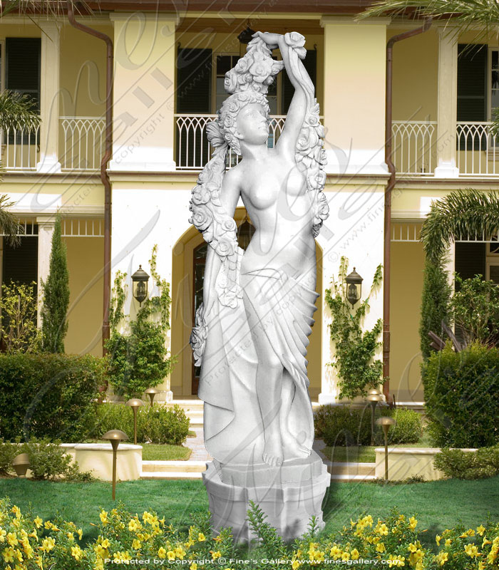 Marble Statues  - Nude With Rose Garlands - MS-412