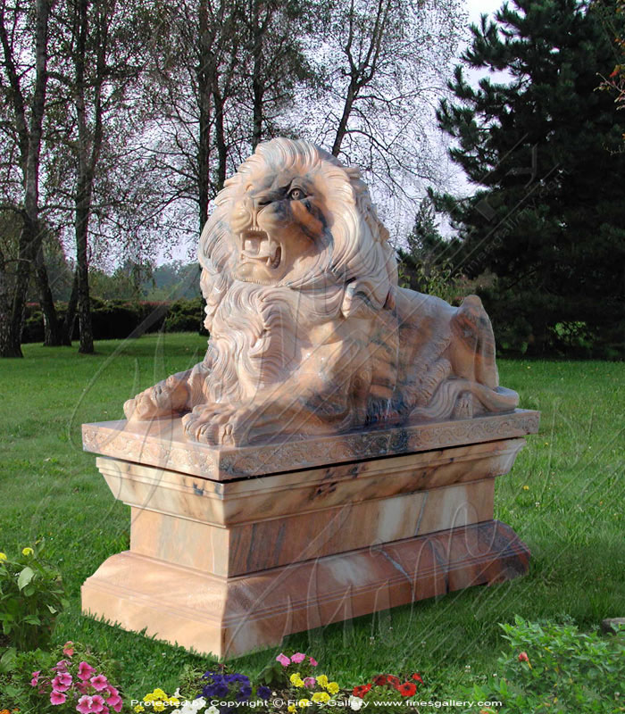 Marble Statues  - Rosetta Marble Lion - MS-417