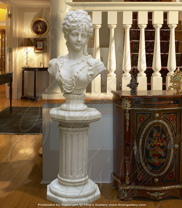 Marble Statues  - White Marble Female Bust - MS-482