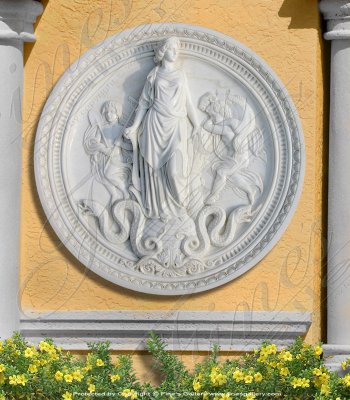 Search Result For Marble Statues  - White Mythical Plate - MS-504