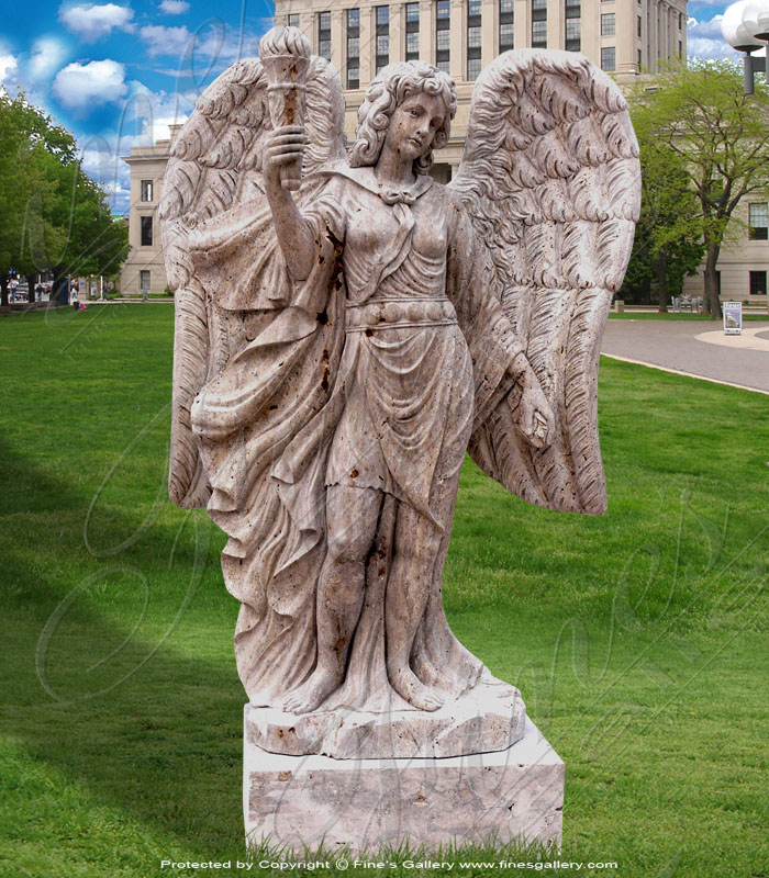 Marble Statues  - Beige Marble Angel Statue - MS-353