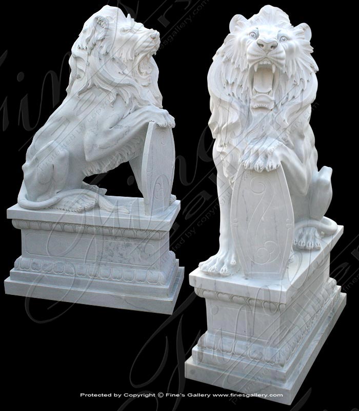 Search Result For Marble Statues  - Marble Lion Pair - MS-1185