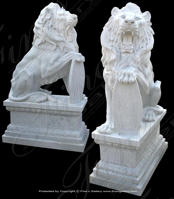 Search Result For Marble Statues  - Solid Granite Lion Pair - MS-1197