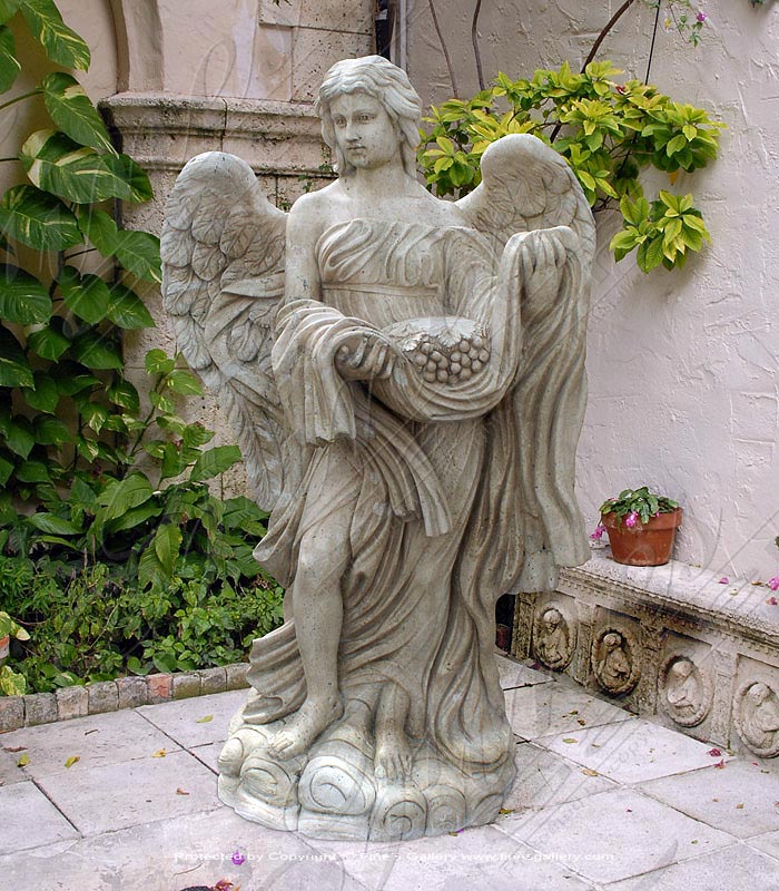 Marble Memorials  - Marble Angel Memorial Statue - MEM-394