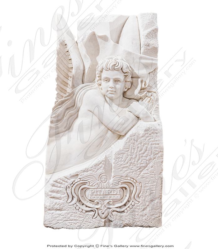 Marble Memorials  - Life-size Peaceful Angel Marble Memorial - MEM-404