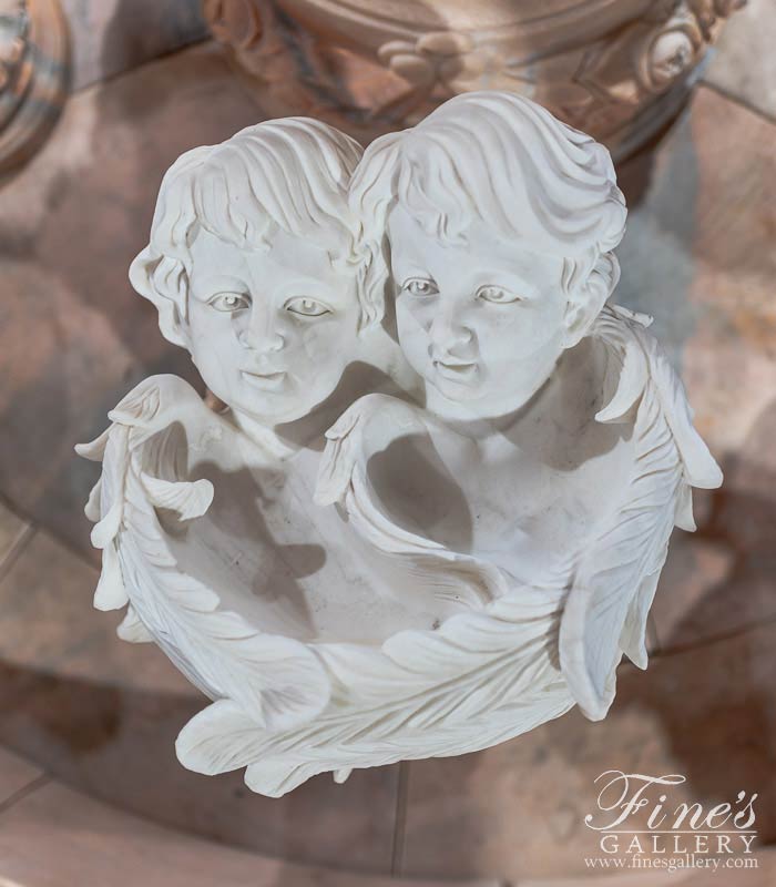 Marble Statues  - Cherub Twins Marble Wall Statue - MS-635