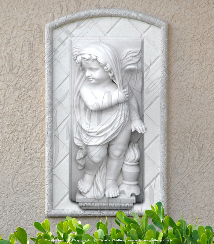 Marble Statues  - White Cherub Marble Statue - MS-637