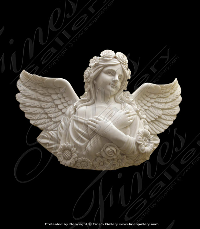 Marble Statues  - White Marble Angel Wall Statue - MS-644