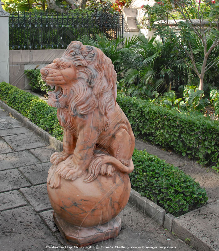 Marble Statues  - Marble Lion Pair - MS-1185