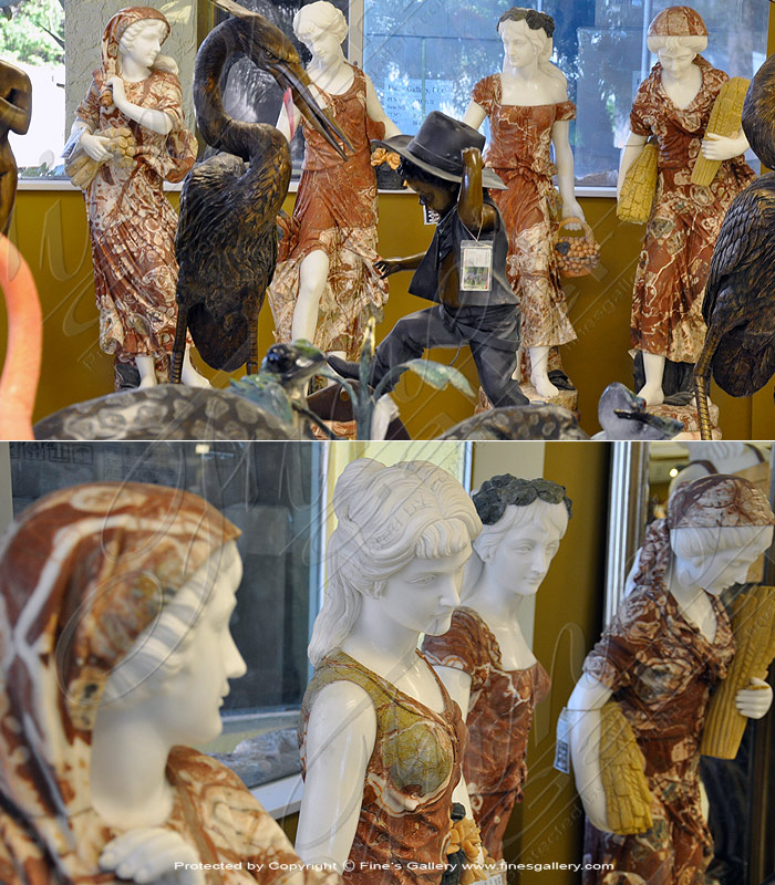 Marble Statues  - Greek Women Set Of 4 - MS-947