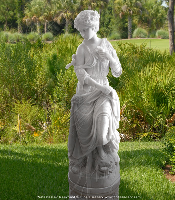 Marble Statues  - Young Lady With A Bird - MS-685