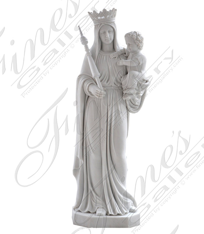 Marble Statues  - Mary Help Of Christians In Hand Carved Marble - MS-510