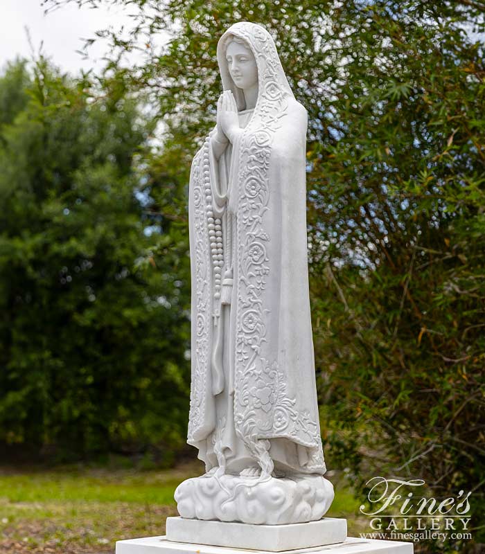 Marble Statues  - White Marble Fatima Statue - MS-908